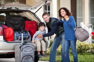Family with luggage